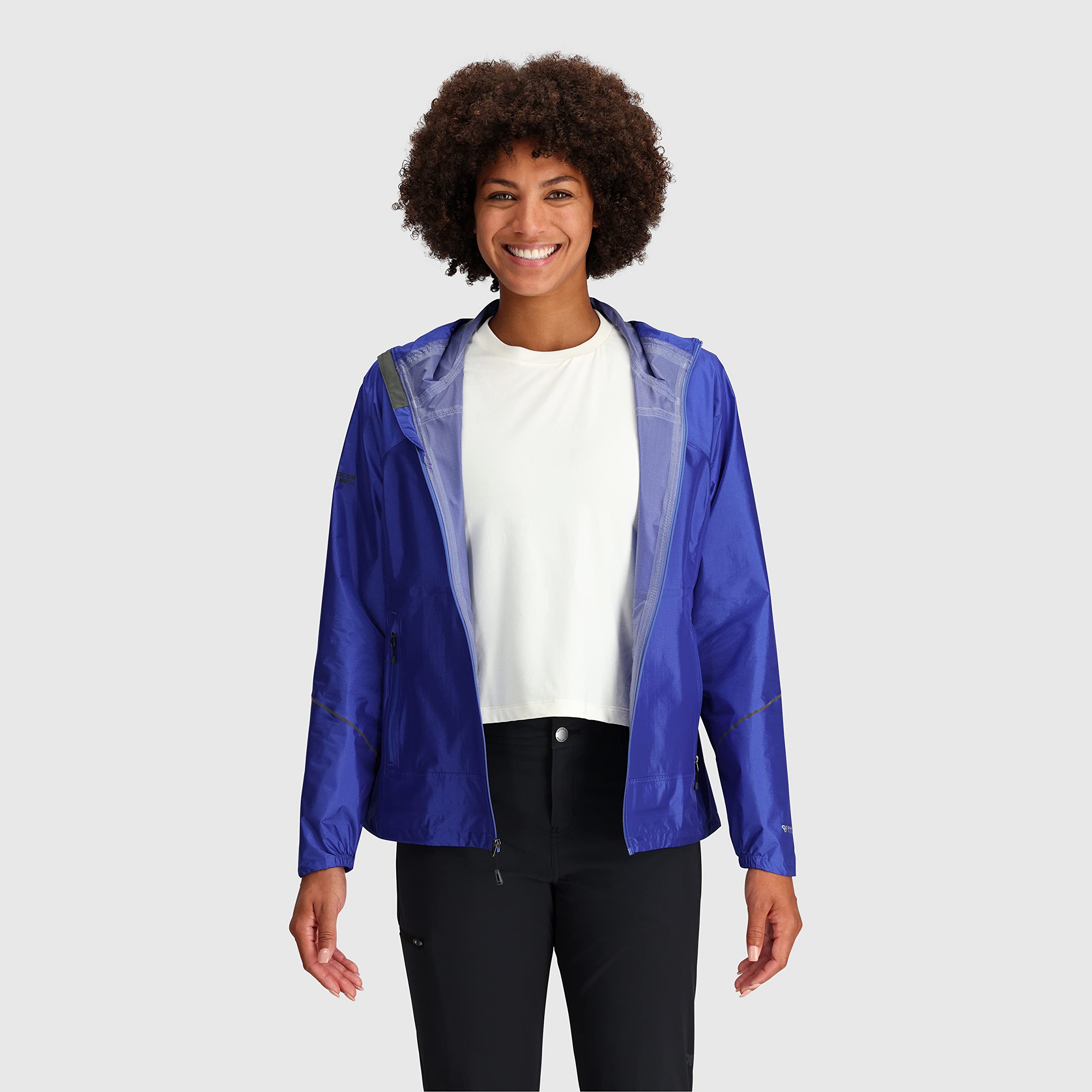 Outdoor Research Women's Ultralight Helium Waterproof Rain Jacket - Breathable Windproof Hiking Shell, Ultramarine Blue, XS - Perfect for Backpacking, Camping & Outdoor Adventures