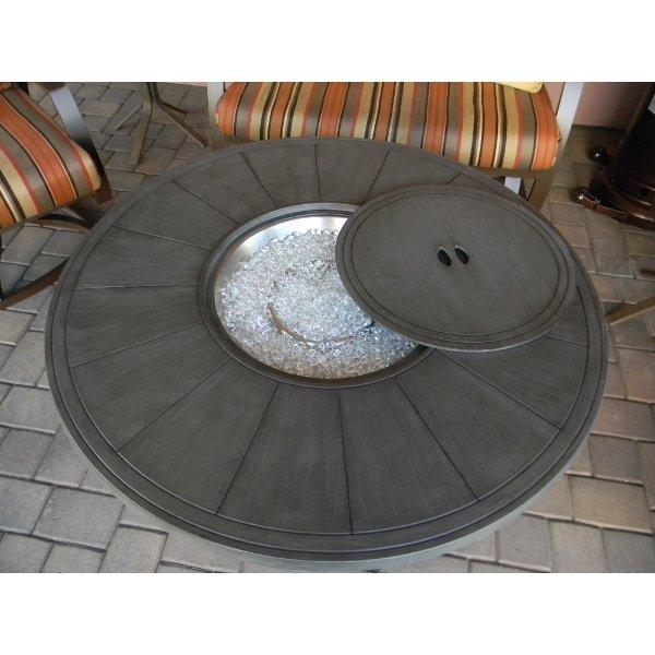 Round Aluminum Fire Pit - Rustic Faux Wood Design for Outdoor Patio, Backyard, and Camping - Durable & Weather-Resistant