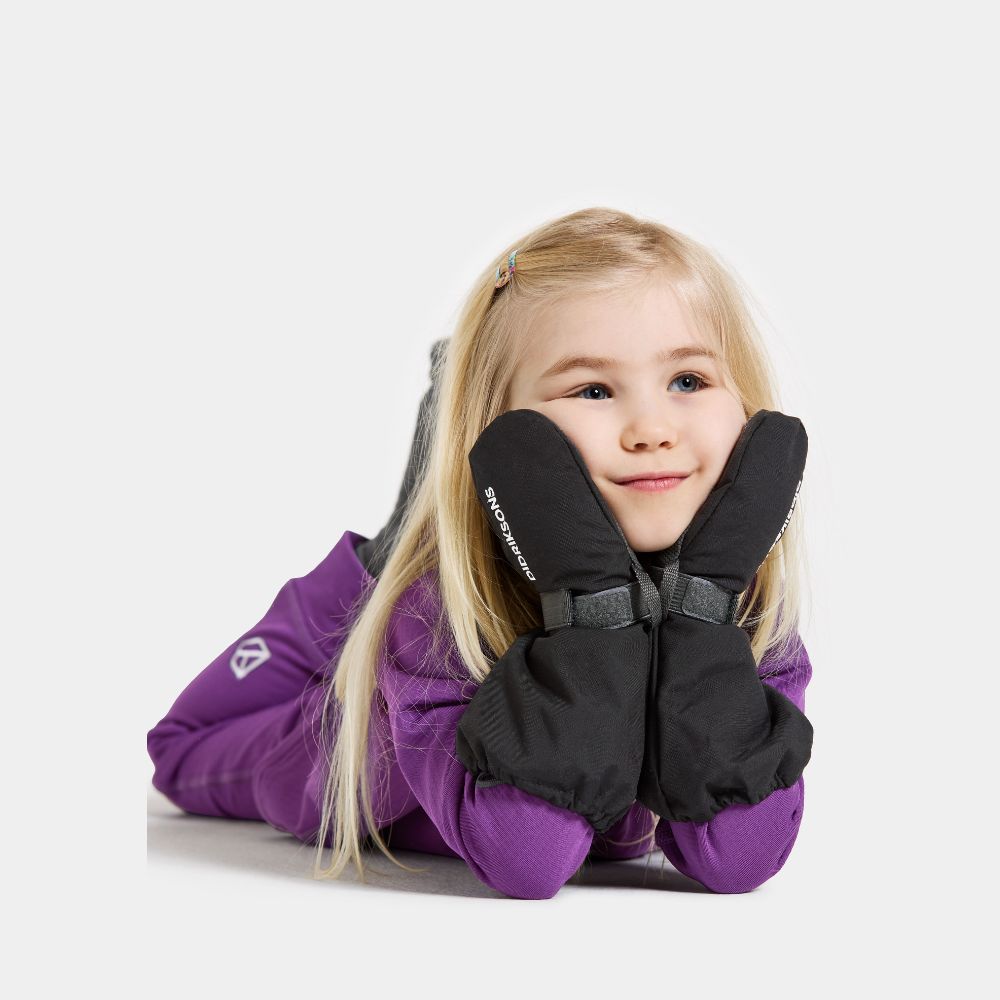 Didriksons Biggles Kids Ski Mittens - Waterproof Winter Gloves for Boys & Girls, Warm Insulated Snow Mittens for Skiing, Snowboarding & Outdoor Activities (Black)