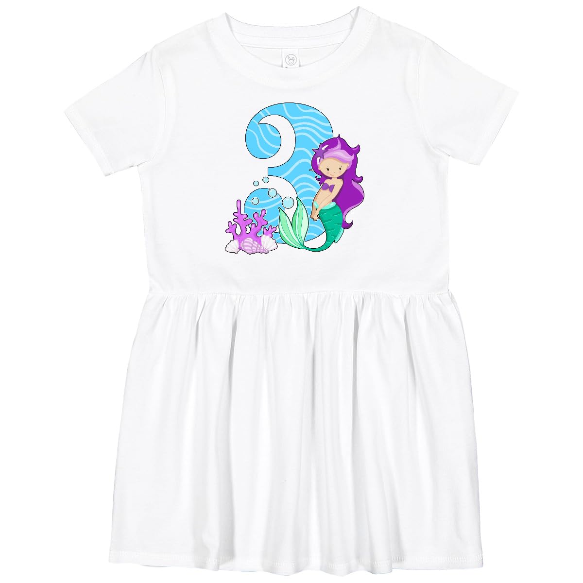 Inktastic Third Birthday Mermaid Toddler Dress - Cute & Comfortable Girls' Party Outfit for Birthday Celebrations, Photo Shoots & Special Occasions
