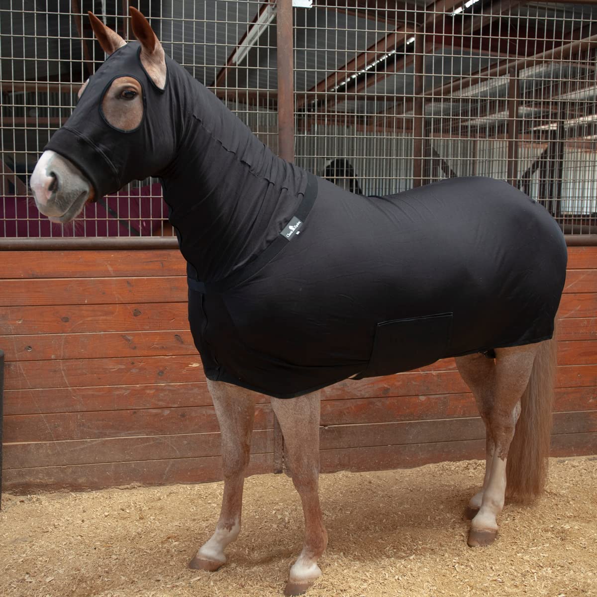 Classic Equine Full-Body Slinky Horse Blanket - Breathable Black Medium Size for Stable & Turnout - Perfect for Training, Riding & Cold Weather Protection