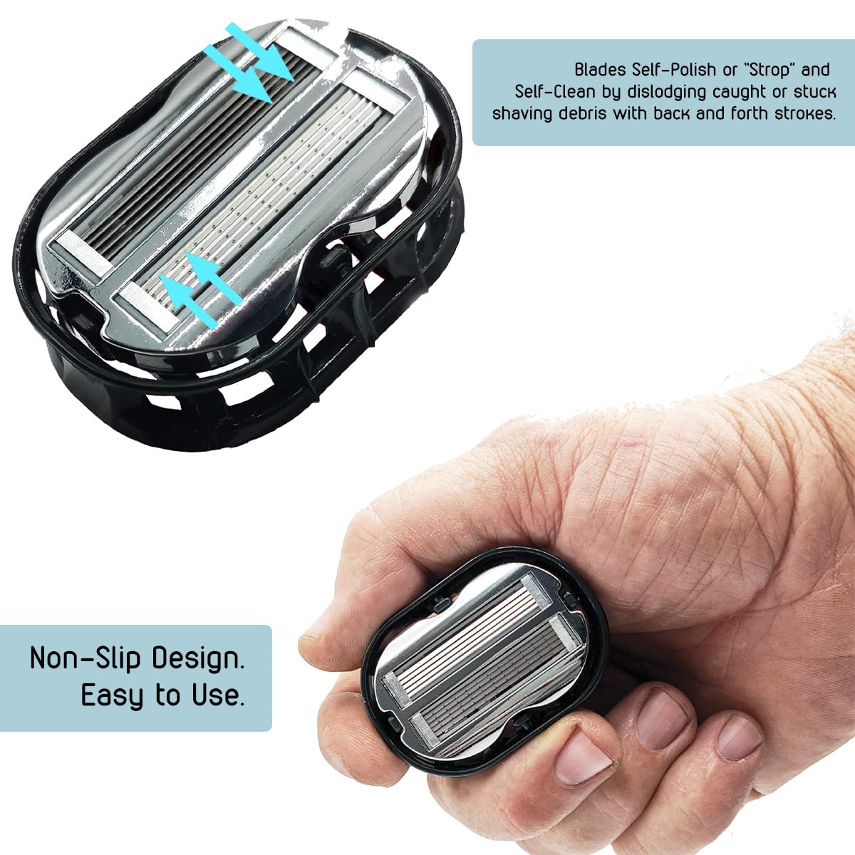 Premium Omnishaver Kit - Fastest Electric Shaver for Head, Legs, Arms & Body Hair | Reusable Alternative to Disposable Razors with Self-Cleaning & Stropping | Includes Shave Butter & Replacement Blades (Black) - Perfect for Travel, Gym & Quick Home Grooming