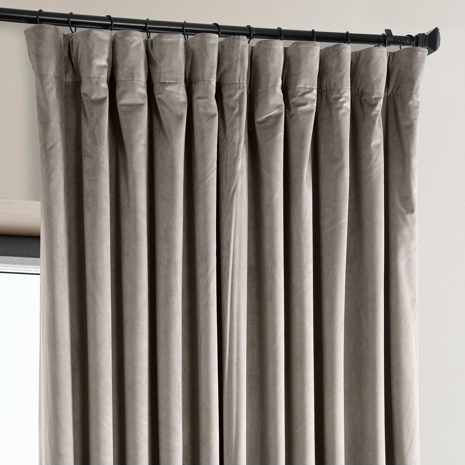 Premium Blackout Curtains - Extra Wide Plush Velvet Hotel Style in Library Taupe for Bedroom & Living Room - Noise Reducing & Light Blocking Window Treatments for Home Decor