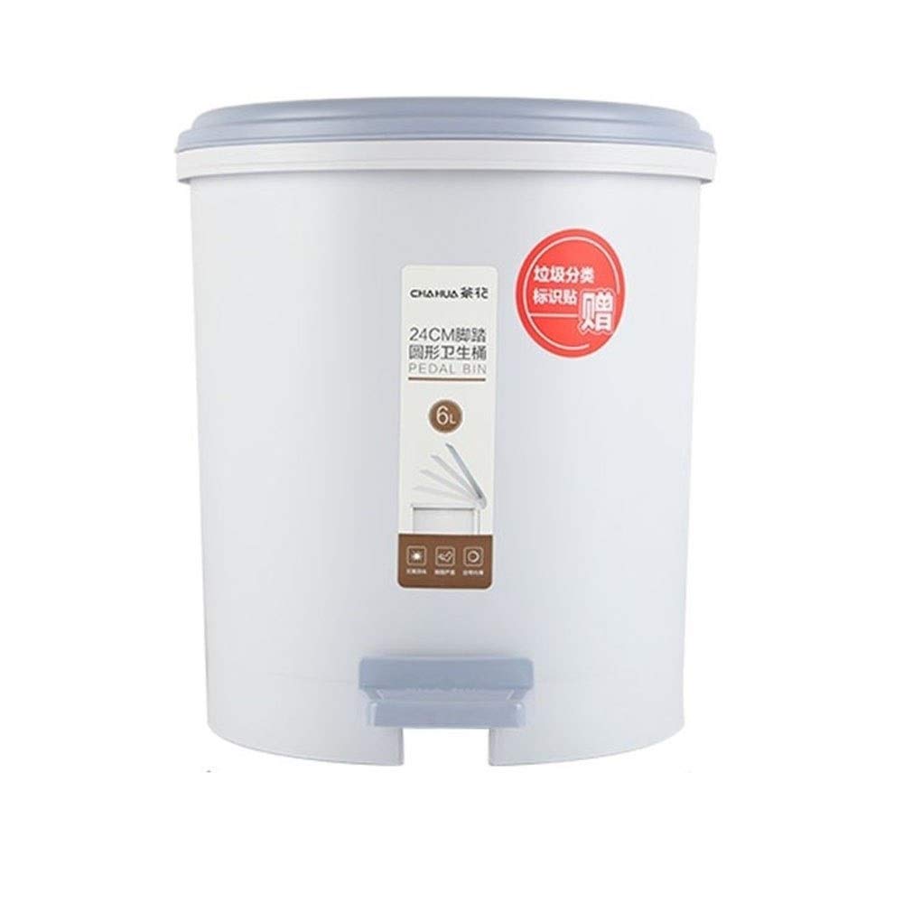 YUMEIGE Pedal Trash Can with Lid - 6L Small Kitchen Garbage Bin, Double Barrel Design, Odor-Proof Sealed Lid, Portable Handle for Home, Office, Bathroom & Bedroom - Khaki Color | Perfect for Waste Disposal in Compact Spaces