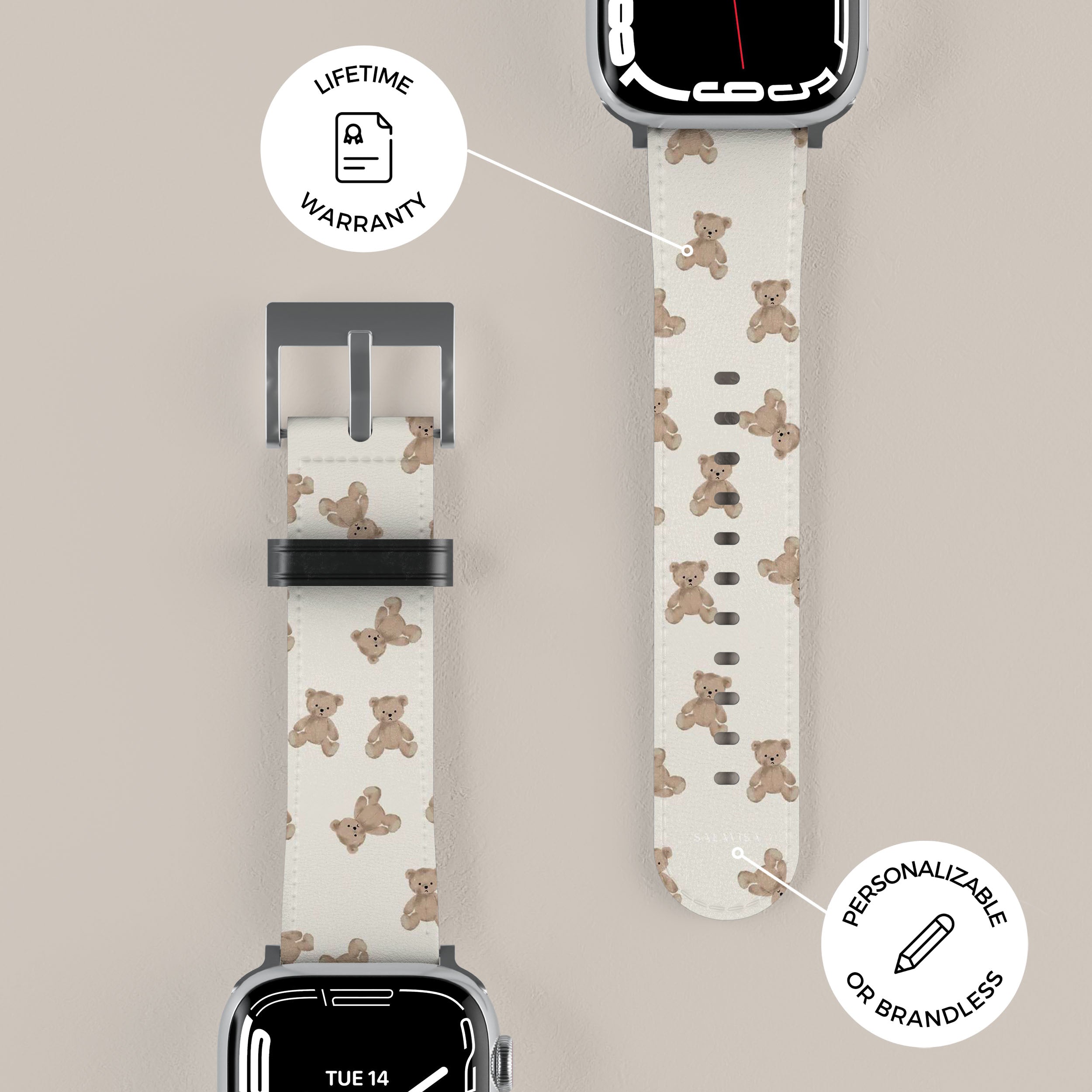 Premium Soft Silicone Bear Hugs Apple Watch Band - Comfortable & Stylish for Workouts, Running & Everyday Wear