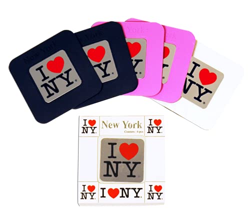 Official Licensed I Heart NY Coaster Set - 4-Pack Absorbent Drink Coasters for Coffee, Beer & Beverages - Perfect for Home, Office & Restaurants