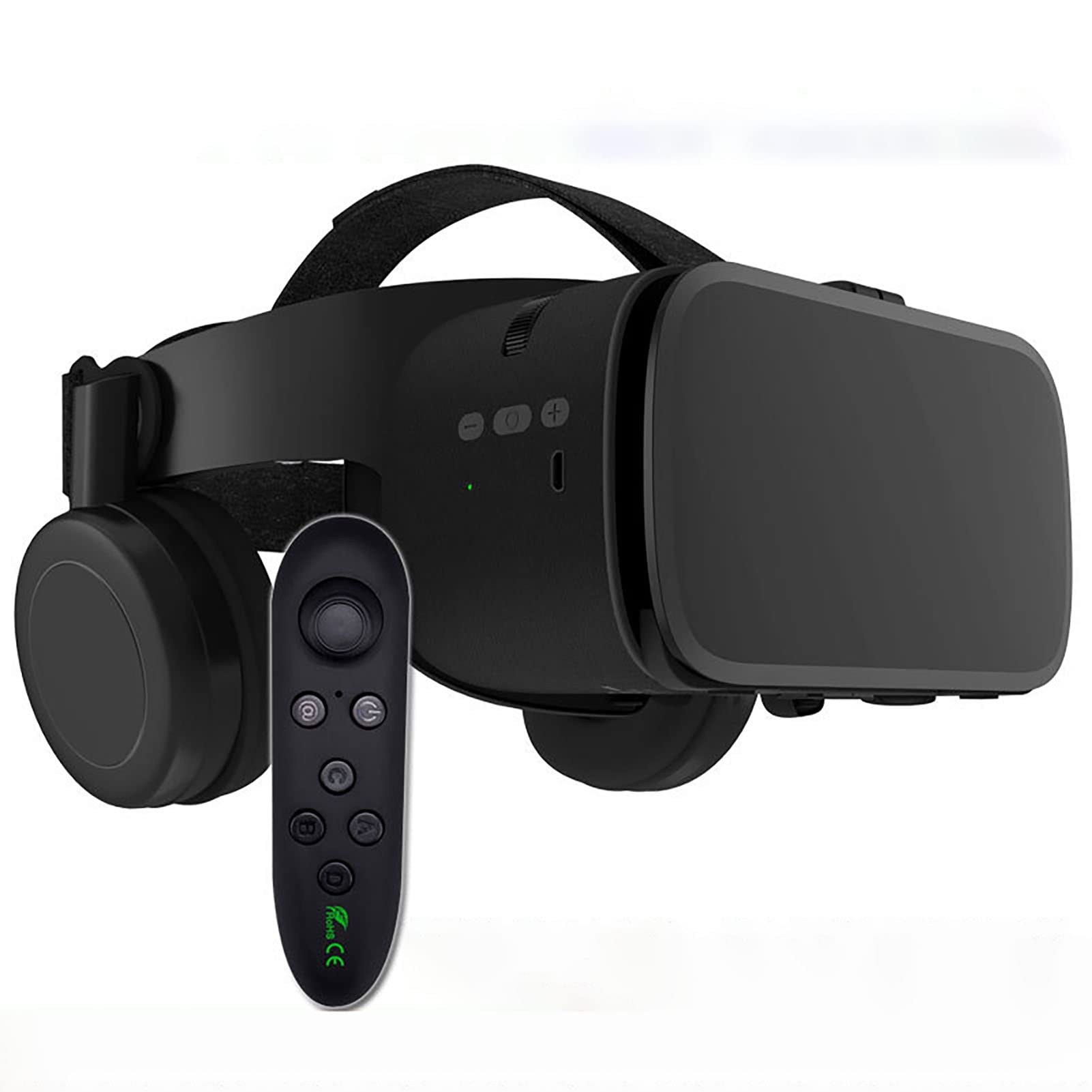 3D VR Glasses Full Screen Virtual Reality Headset with Remote Control - Original Stereo VR Glasses for iPhone 14/13/12/11 Pro/Mini/X/R/S/Max & Samsung Galaxy - Compatible with Android & iOS Phones (Color: Blue) - Perfect for Gaming, Movies & Virtual Travel Experiences