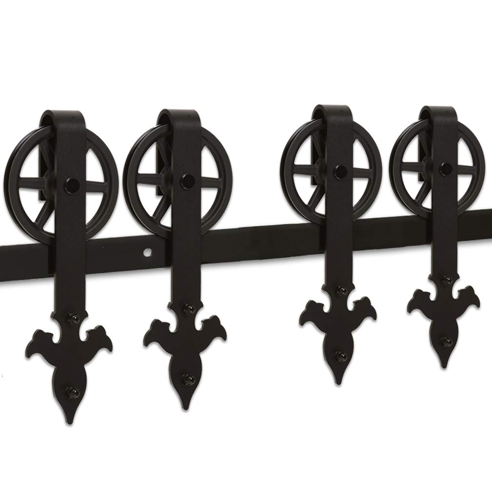 CCJH 9.6FT Heavy Duty Sliding Barn Door Hardware Kit - Smooth & Quiet Operation, Easy Installation for 28.8