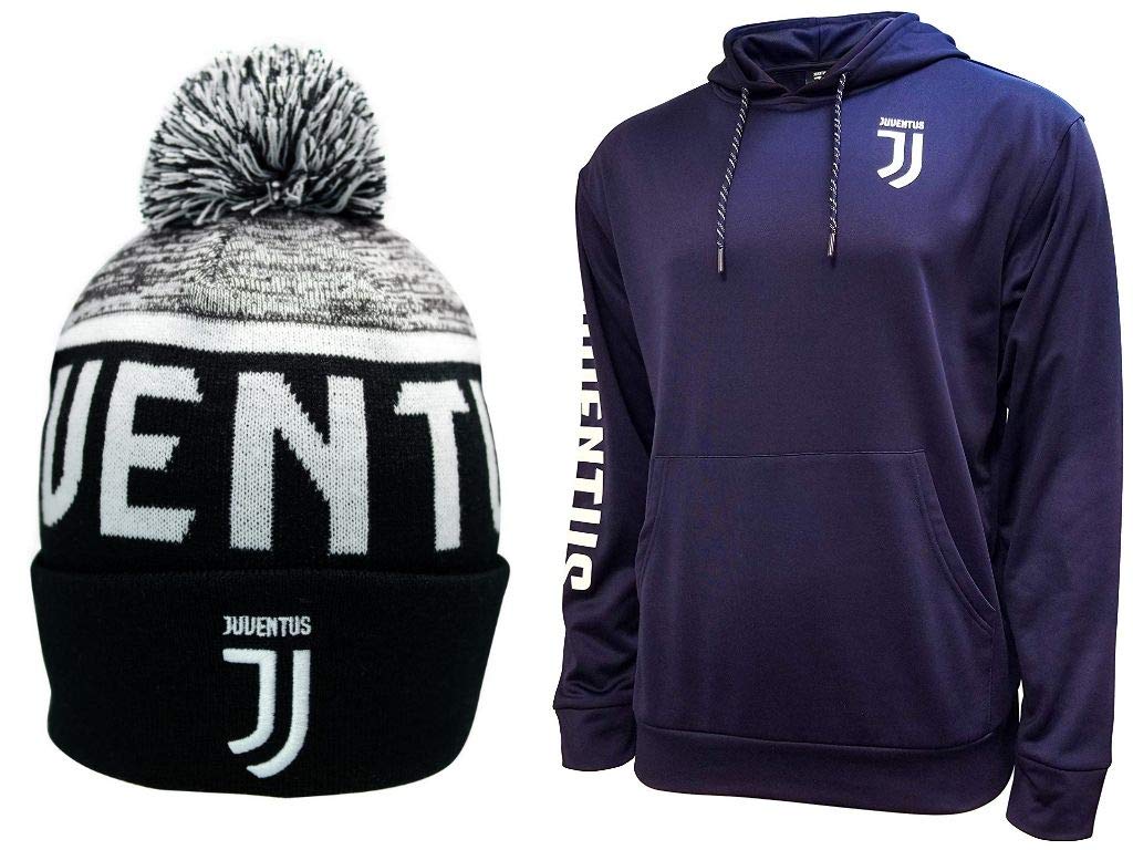 Juventus Soccer Hoodie and Beanie Combo Set - Official Team Logo, Warm Winter Outfit for Men & Women - Perfect for Match Day, Training, and Casual Wear