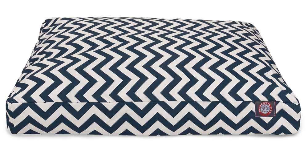 Majestic Pet Chevron Rectangle Washable Dog Bed – Non-Slip Comfortable Pet Crate Bed with Removable Cover – Kennel Sleeping Bed for Dogs, Medium Size Navy Polyester Fiber – Perfect for Crates, Kennels & Home Use