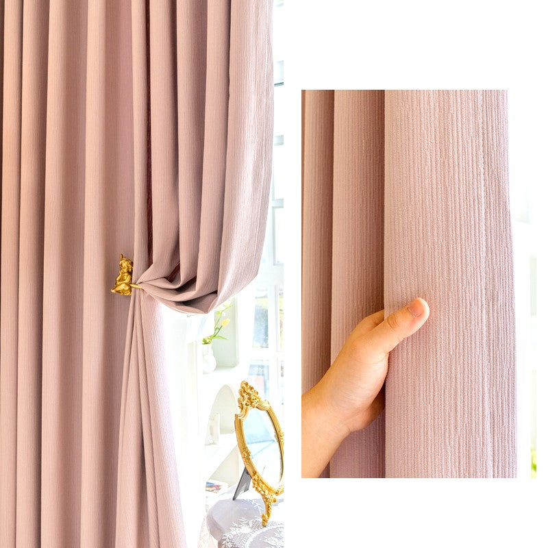 Skyla Pink Textured Blackout Thermal Custom Curtains - Energy Efficient Room Darkening Window Treatments for Bedroom & Living Room