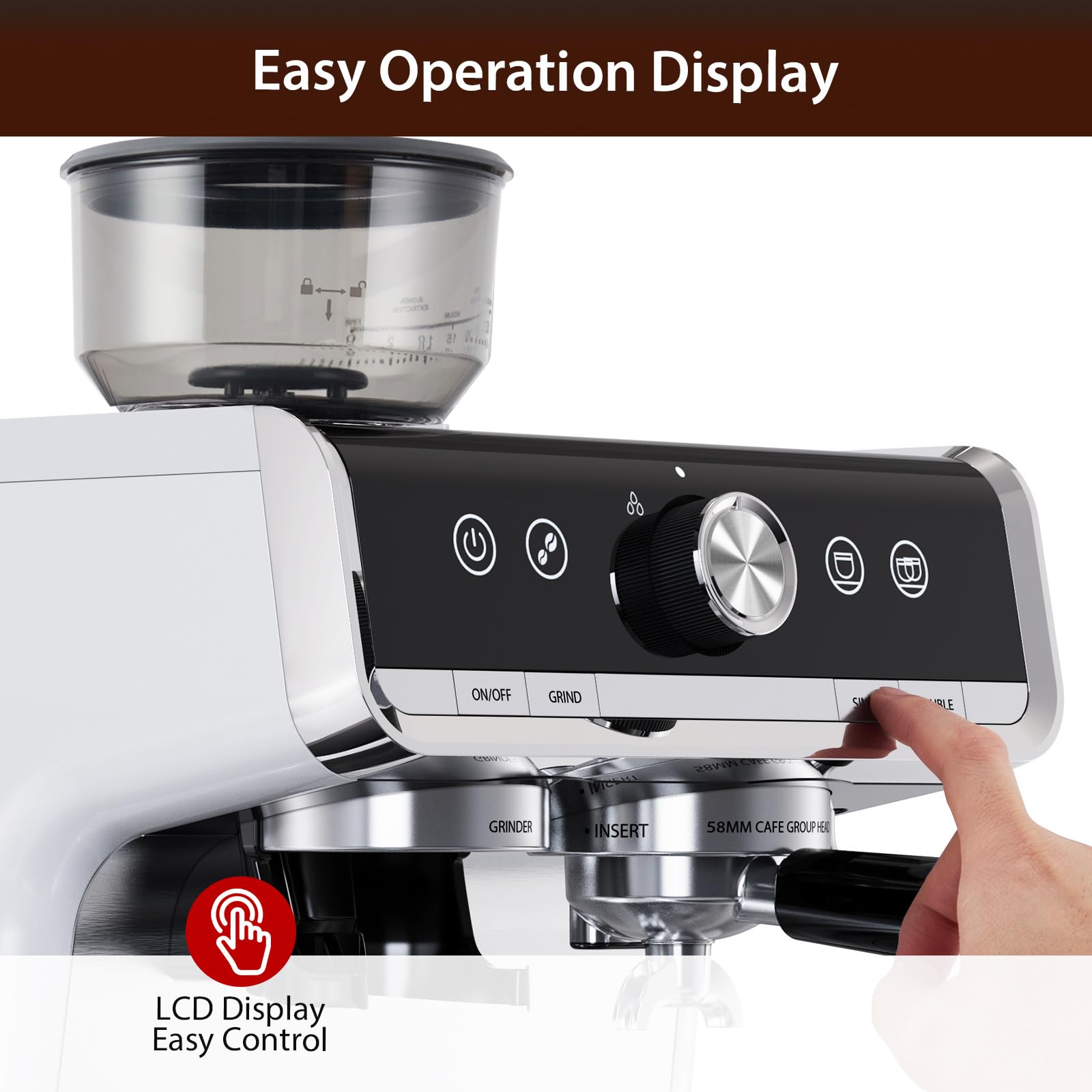 Professional 20 Bar Espresso Machine with Built-in Grinder & Milk Frother - 1450W, 2.8L Water Tank - Perfect for Home Baristas to Make Lattes, Cappuccinos & Macchiatos - Ideal for Coffee Shops, Offices & Gift Giving