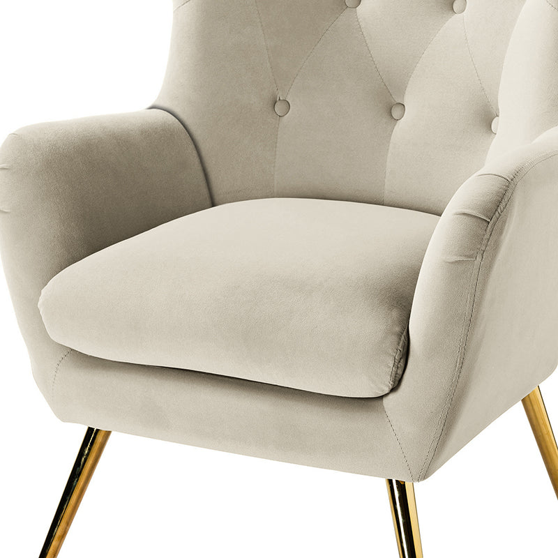 Luxury Isabelle Wingback Velvet Upholstered Armchair - High Back Accent Chair with Sturdy Metal Legs for Living Room, Bedroom & Office Decor