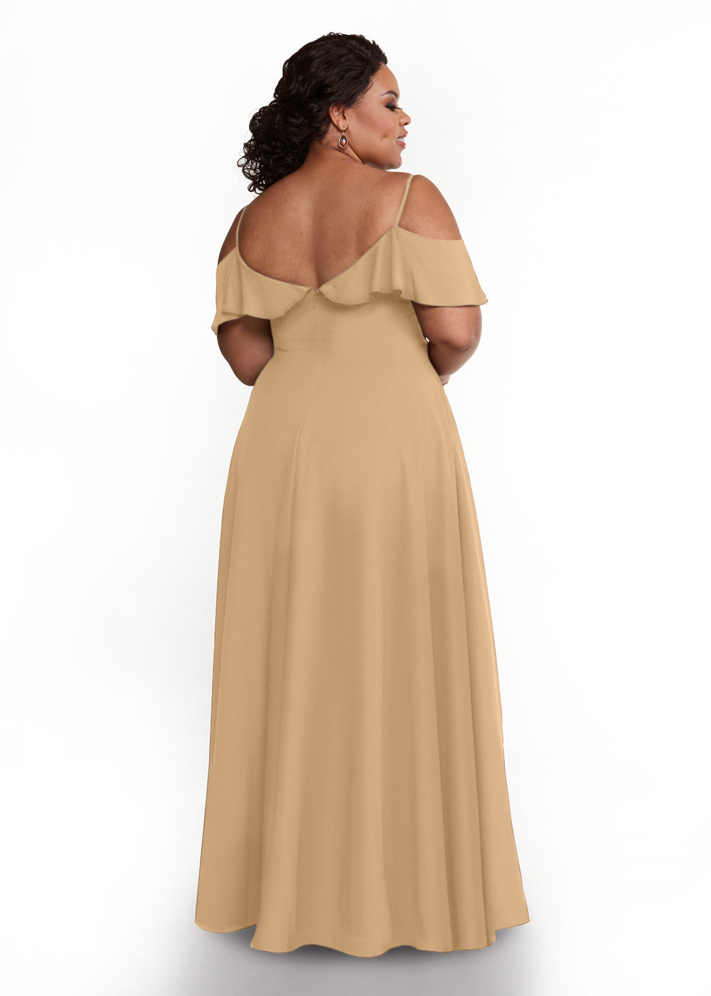 Elegant Off Shoulder Ruffled Chiffon Bridesmaid Dress - A-Line Flowy Design for Weddings, Parties & Special Occasions