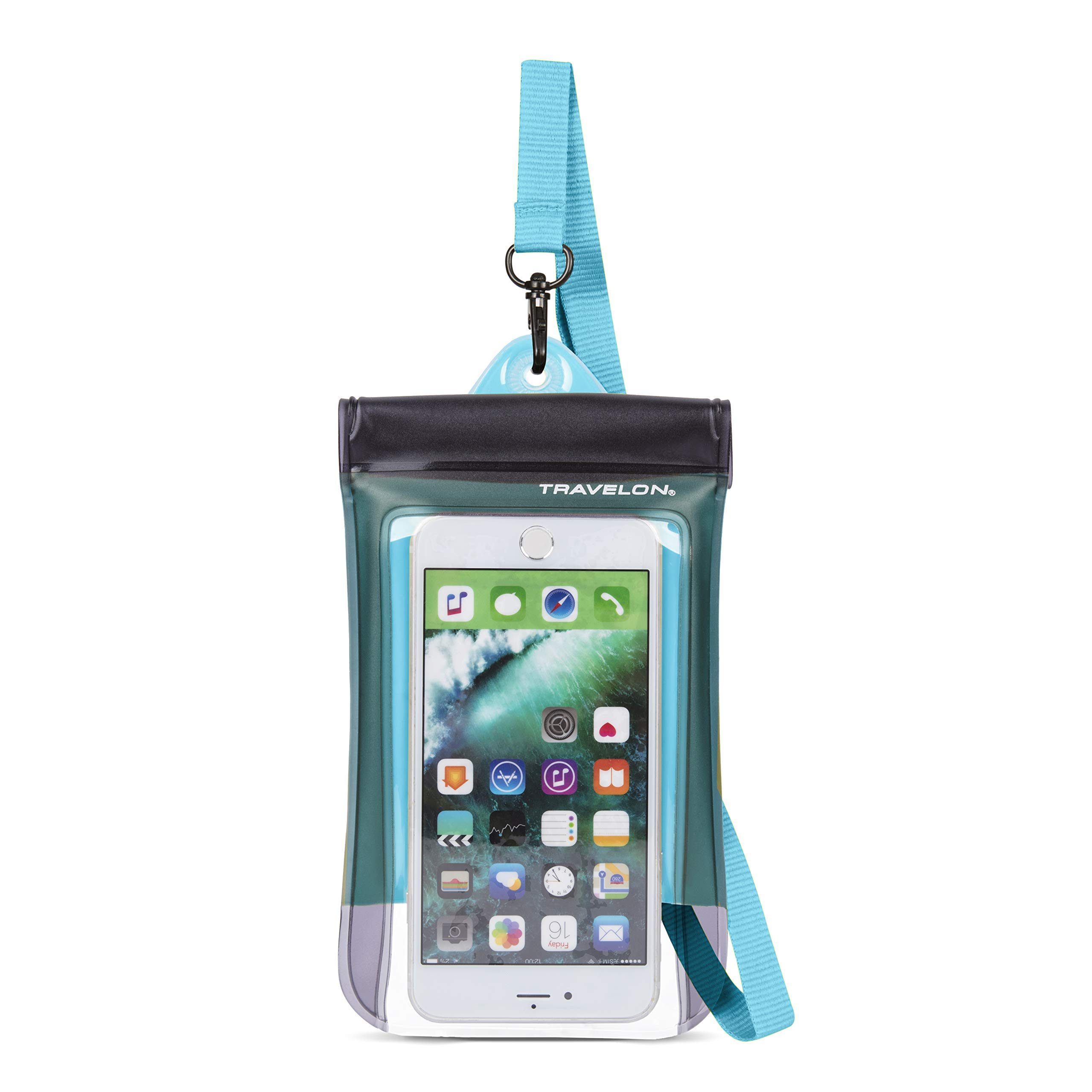 Waterproof Floating Phone Pouch for iPhone & Digital Cameras - Travelon Blue - Perfect for Swimming, Boating & Beach Activities