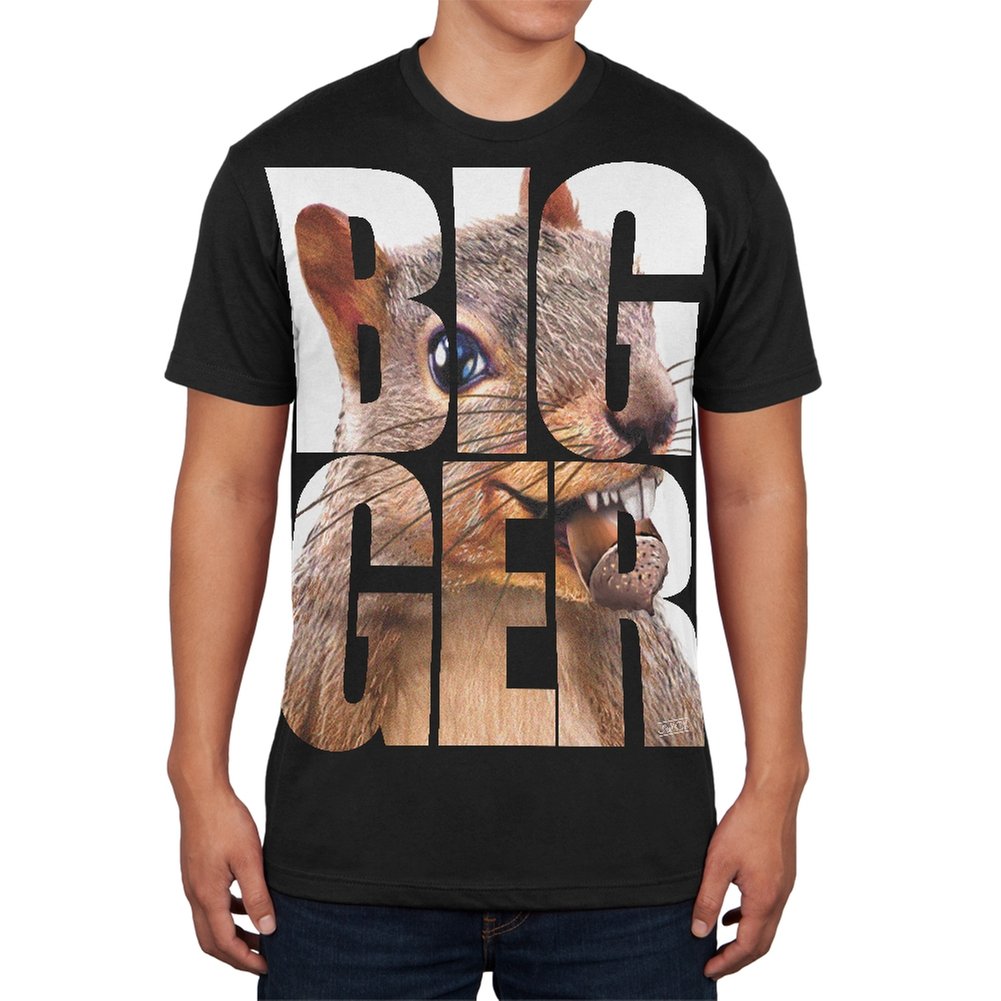 Funny 'Size Does Matter Squirrel Nuts' Black Soft Cotton T-Shirt for Men - Perfect for Casual Wear, Gifts & Humorous Outfits