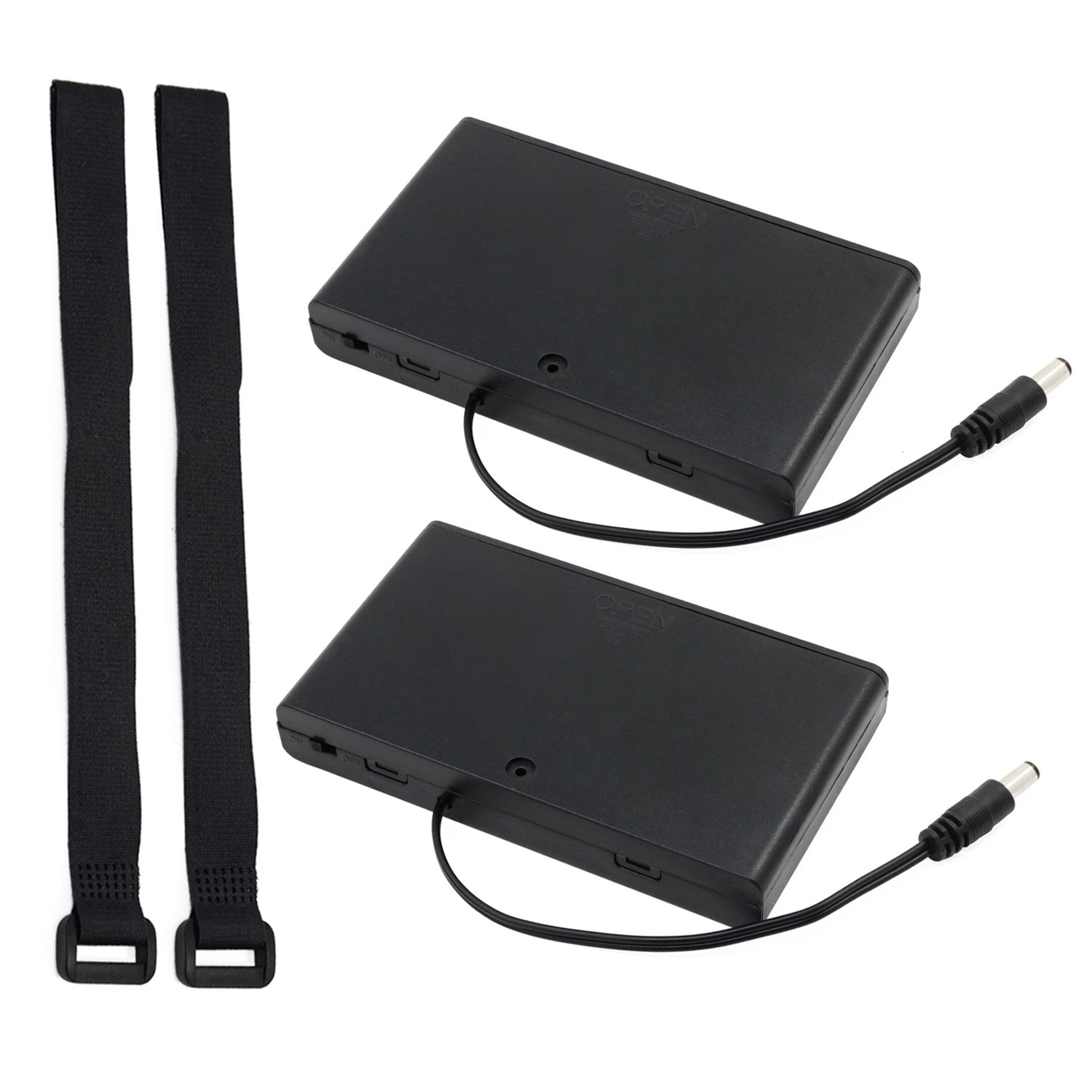 2 Pack 8 AA Battery Holder - 12V Plastic Storage Case with DC Plug for DIY Electronics, Toys & Emergency Power Supply