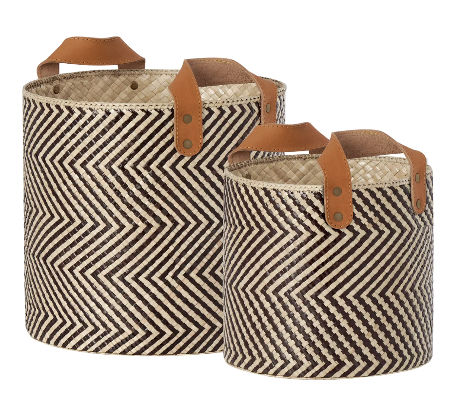 Handwoven Chevron Storage Baskets - Natural Fiber Organizer for Home Decor, Toys, Blankets & Laundry | Perfect for Living Room, Bedroom & Nursery Organization