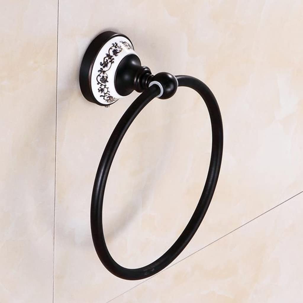 DREANNI Black Copper Bathroom Towel Rack - European Antique Style Towel Holder for Bathroom, Kitchen & Spa - Rust-Resistant All-Copper Hardware for Home Decor