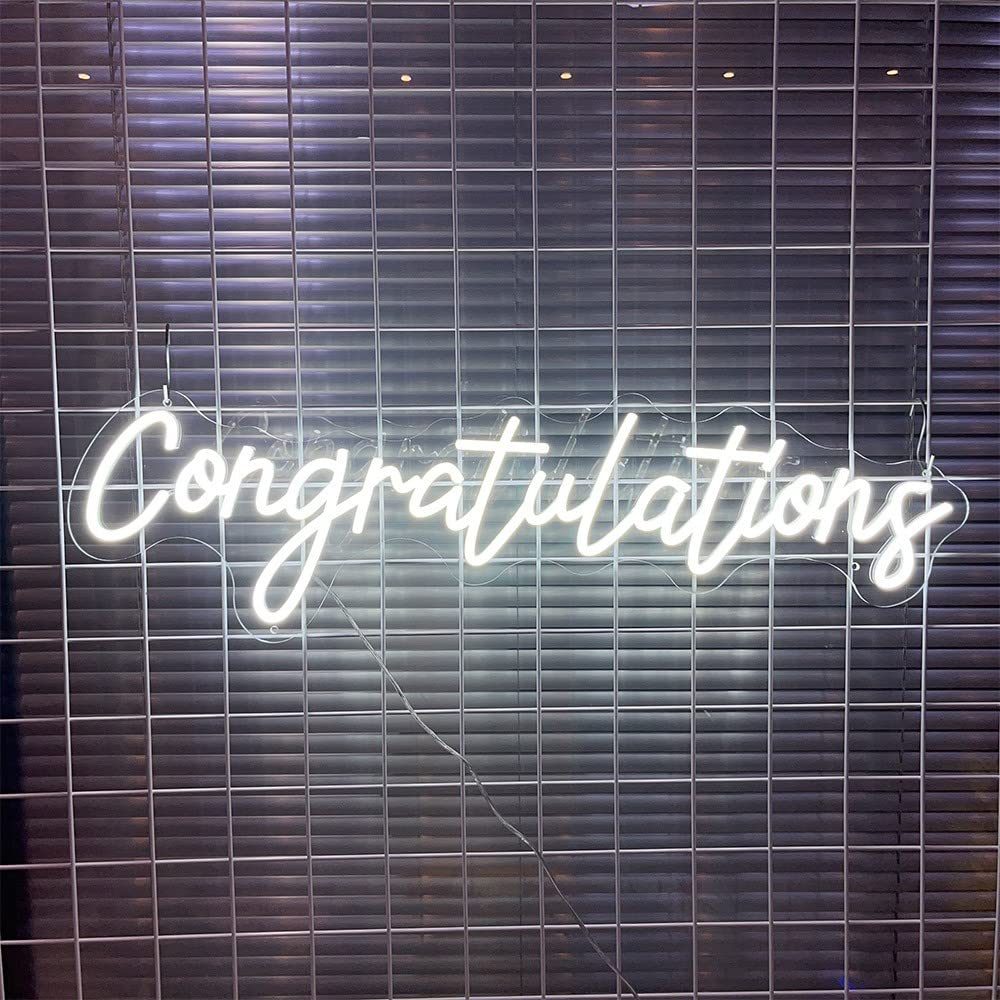 Custom White LED Neon Sign - 23.6 Inch Graduation Party Decor, Bedroom Wall Art, Wedding Backdrop & Christmas Home Decor | Perfect Gift for Birthdays, Weddings & Special Occasions
