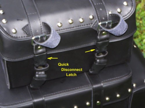 Motorcycle Sissy Bar Bags & T-Bags Set - 4 Piece Leather Luggage with Padded Backrest & Studded Design for Harley, Cruiser Bikes | Long Distance Riding & Road Trips