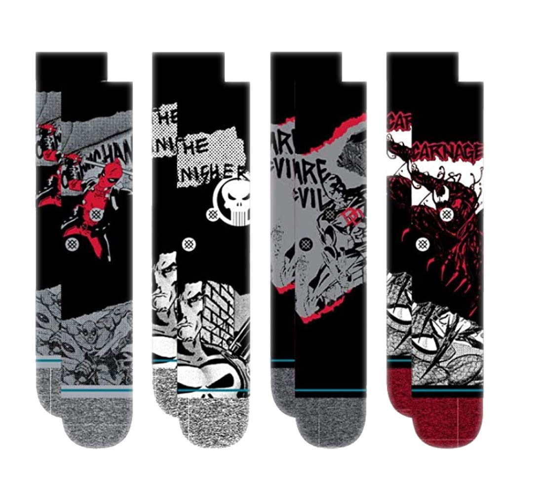 Marvel Superhero Socks 5-Pack - Official Stance Cotton Crew Socks for Men & Women - Avengers, Spider-Man, Iron Man Designs - Perfect for Cosplay, Gifts & Everyday Wear