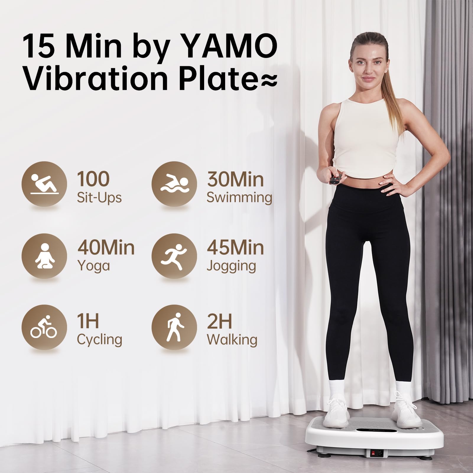 YAMO Vibration Plate Exercise Machine - Full Body Workout Platform with Remote Control for Weight Loss, Muscle Toning & Wellness | Home Gym Equipment for Fitness & Recovery