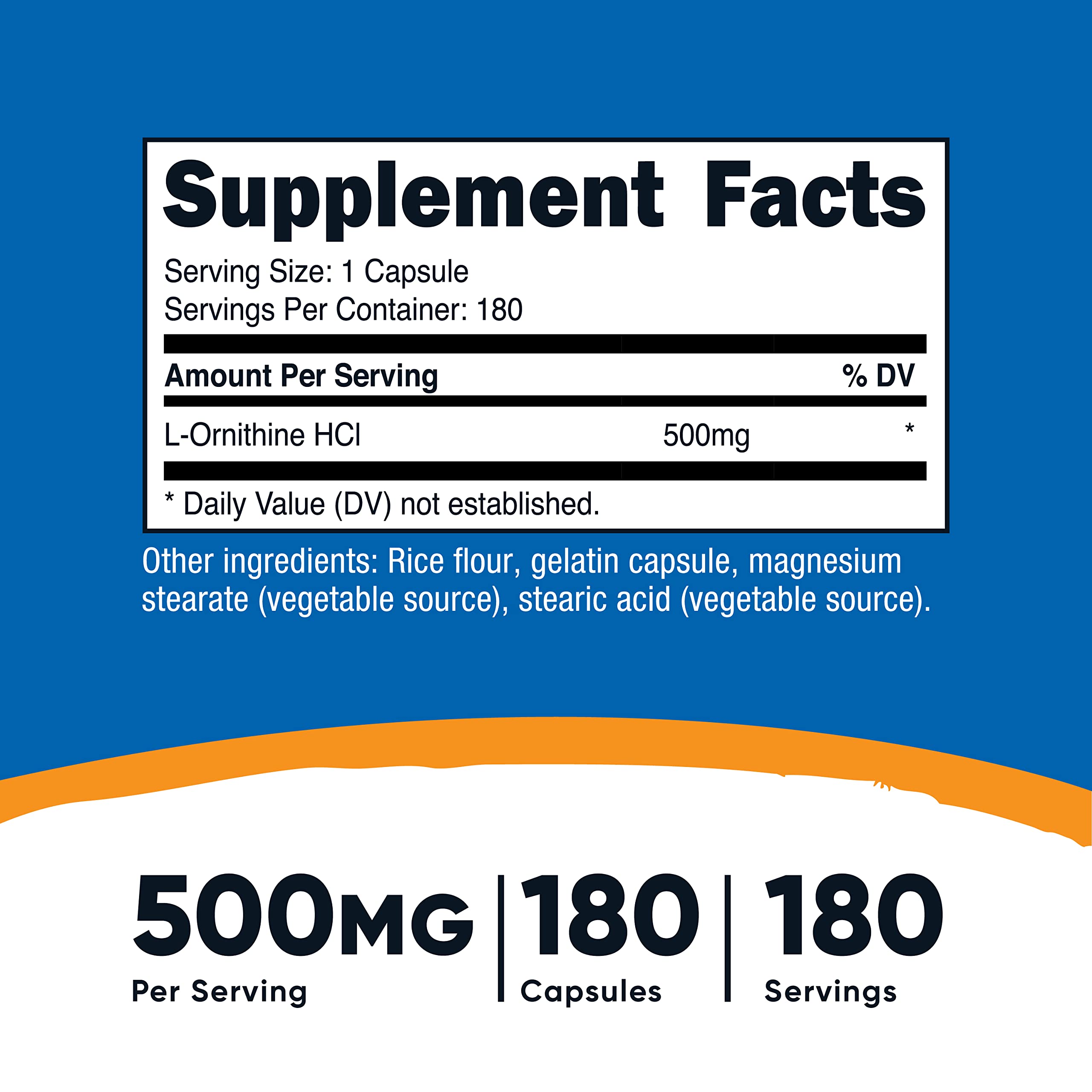 Nutricost L-Ornithine 500mg Supplement - 180 Capsules per Bottle (3-Pack) | Supports Liver Health, Sleep Quality & Athletic Performance | Post-Workout Recovery & Detox Support