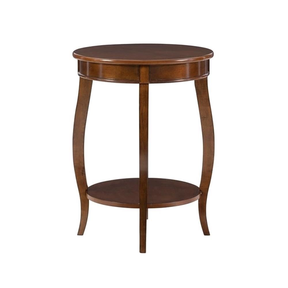 BOWERY HILL Round Wooden End Table with Shelf - Modern Coffee Table for Living Room, Bedroom & Office - Brown Contemporary Accent Furniture for Home Decor