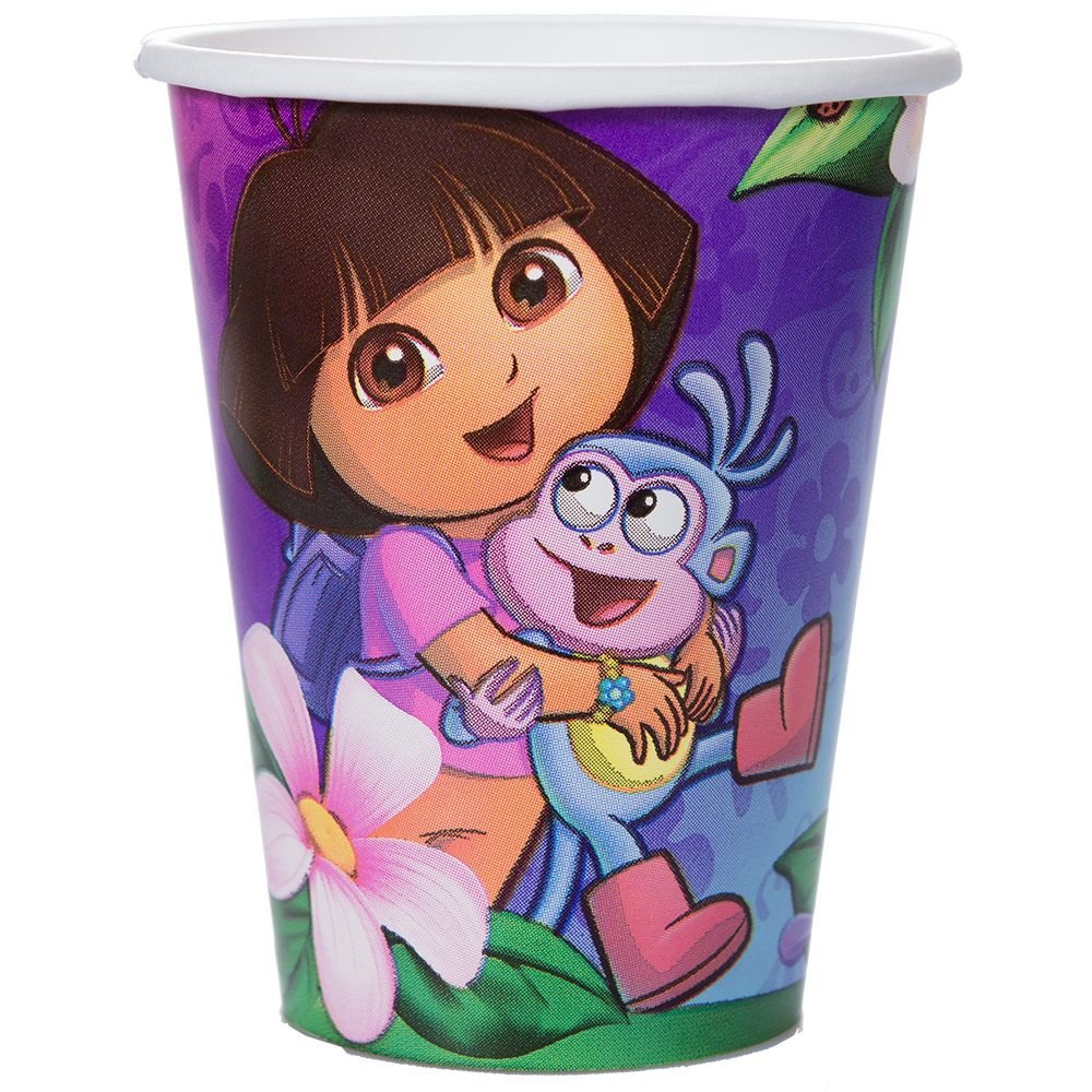 Dora's Flower Adventure 9 oz Plastic Cups - Set of 8 Colorful Kids Drinking Cups for Parties, Picnics, and Outdoor Adventures