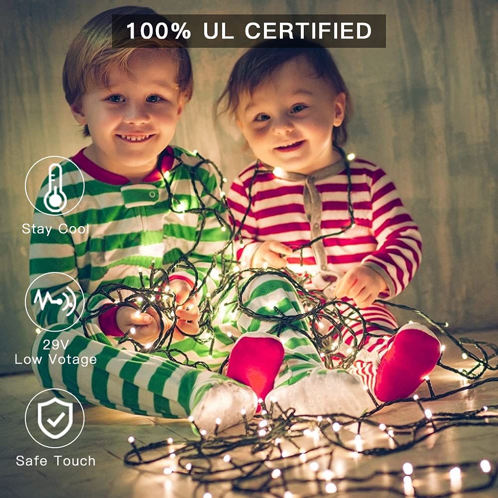 AmyHomie 108Ft 300LED Warm White Christmas String Lights - 8 Modes Waterproof Fairy Lights for Indoor/Outdoor Decor - Perfect for Christmas Trees, Home, Patio, Garden, Party & Wedding Decorations