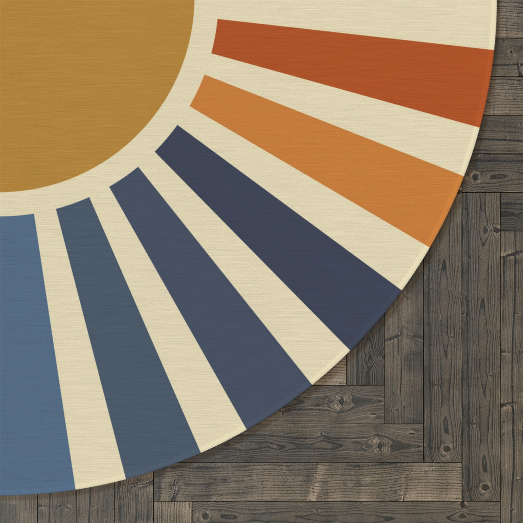 Vibrant Pastel Sunburst Round Chenille Rug for Living Room - Soft Polyester Carpet - Perfect for Bedroom, Nursery & Home Decor