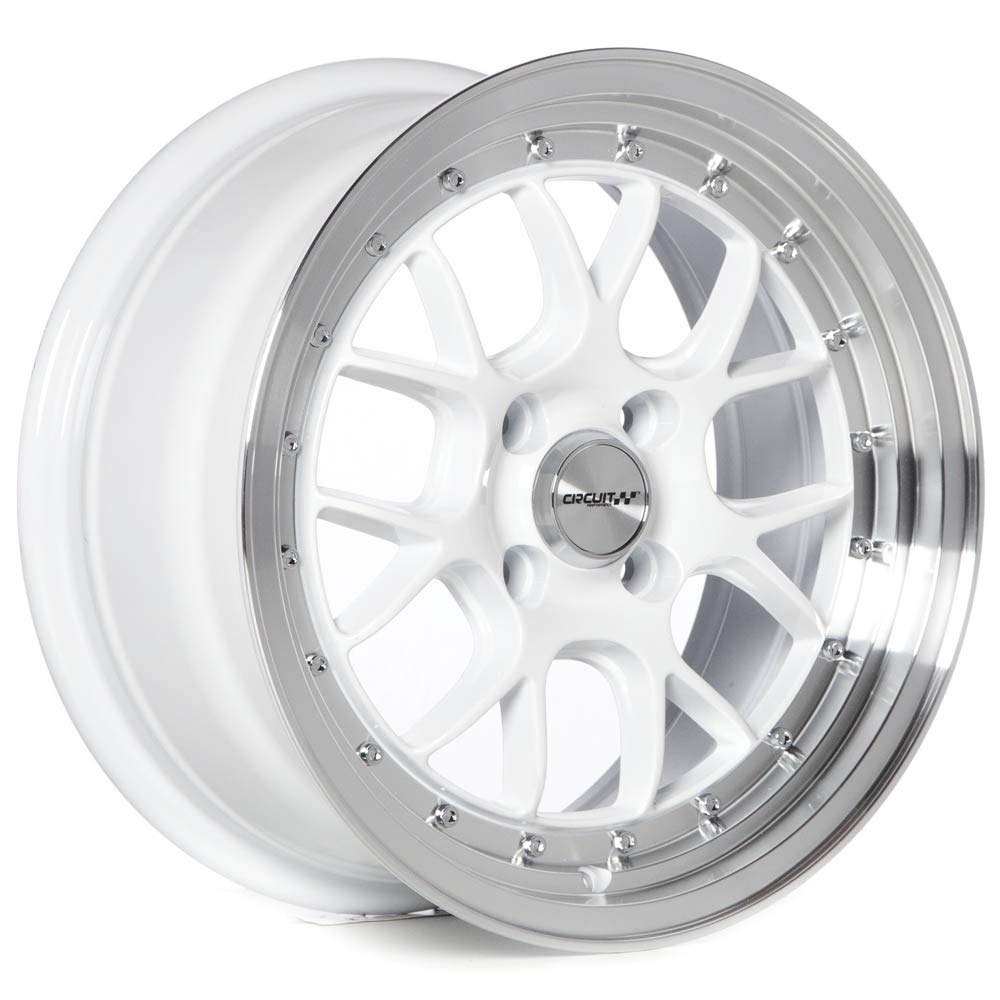 Circuit Performance CP27 15x7 Gloss White 4-100 [+35mm] Alloy Wheels Rims - Compatible with Acura Integra, Honda Civic, Mazda Miata - Perfect for Street Performance & Custom Car Upgrades