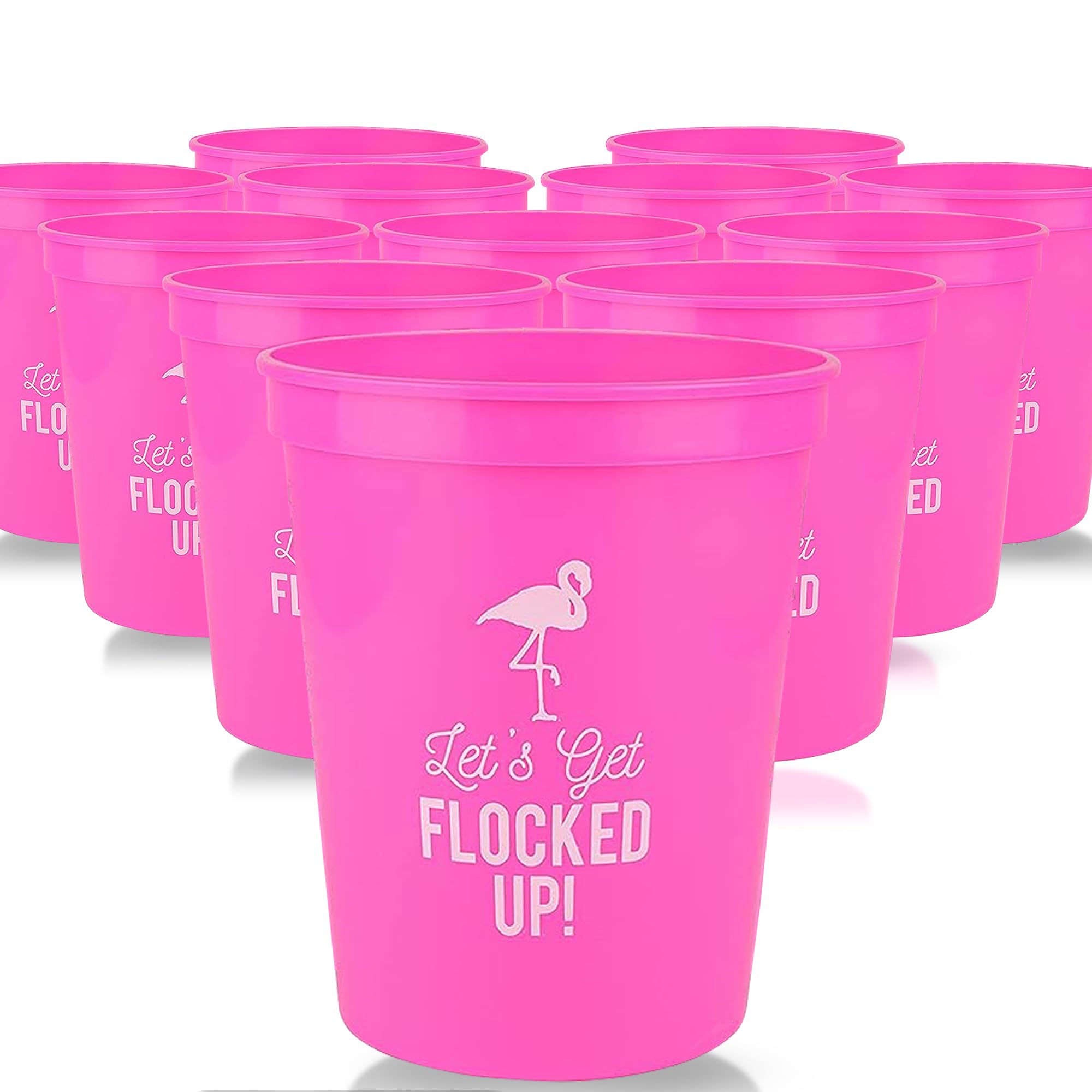 Flamingo Party Cups Set of 12 - 16oz Pink Plastic Cups for Birthday, Bachelorette & Tropical Themed Parties - Fun Summer Drinkware for Pool Parties, Beach Events & Flamingo Decorations
