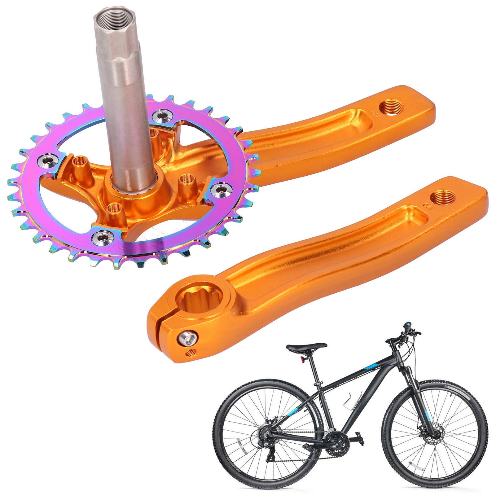 ASixxSix Bike Crank Kit - 34T Single Speed Mountain Bike Crank Arm Replacement (No Bottom Bracket) | Durable Bike Repair Parts for Trail Riding & Urban Commuting