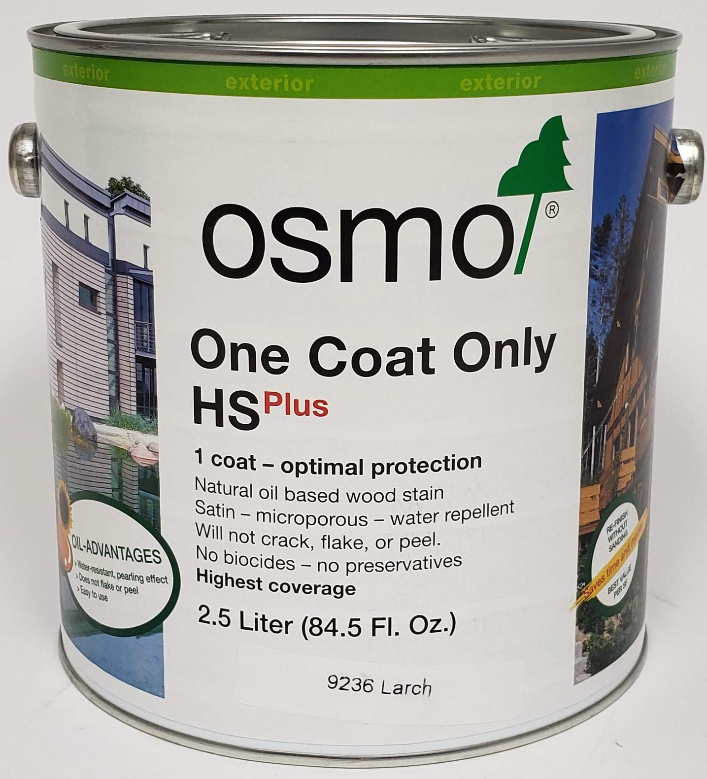 Osmo One Coat Only HS Plus 9236 Larch 2.5 Liter - Premium Wood Stain & Protection for Floors, Furniture & Decks - Indoor & Outdoor Use