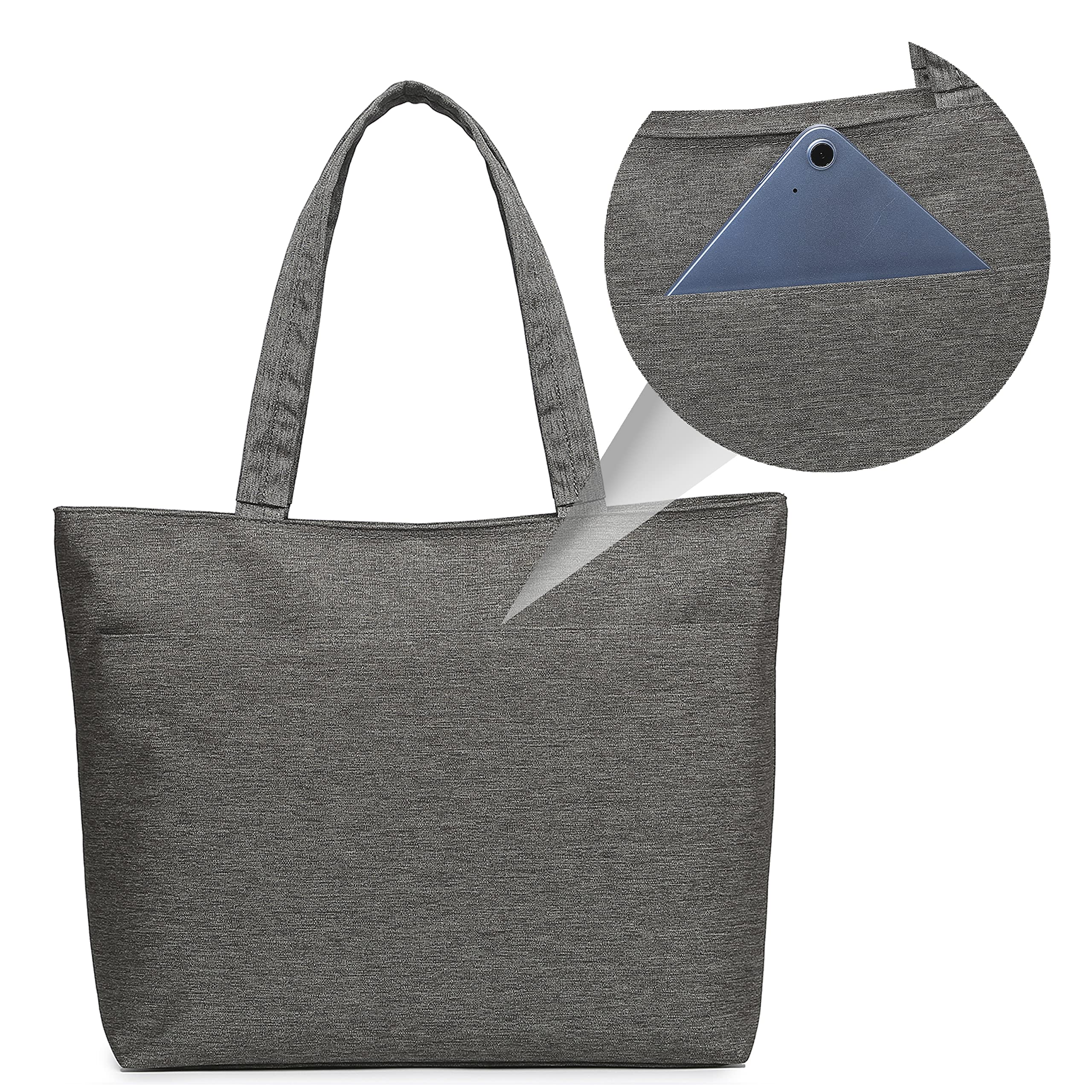 Waterproof Nylon Laptop Tote Bag for Women & Men - 12-13.3 Inch Lightweight Travel Shoulder Bag (Gray) - Perfect for Work, School, Business Trips & Daily Commute