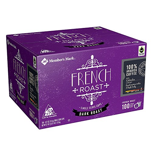 Premium Member's Mark French Roast Coffee Pods - 100 Single-Serve Cups (4-Pack) | Bold Dark Roast Coffee for Keurig Machines | Perfect for Home, Office & Morning Energy Boost