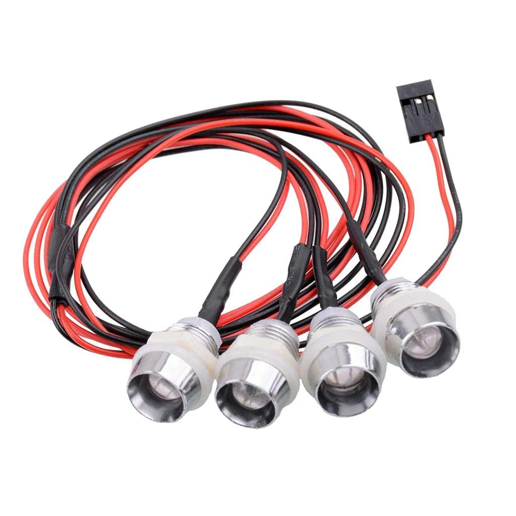 Almencla 8mm 4 LED Headlight Kit for 1/5 1/8 1/10 1/12 1/16 Scale RC Cars - Upgrade Your RC Model with Bright Lights for Night Racing and Off-Road Adventures