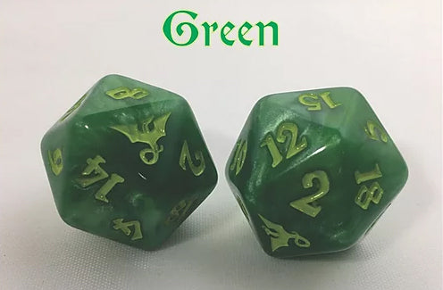Black Oak Workshop Dragon Green & Yellow Single D20 Dice for Dungeons & Dragons, RPG Games, Tabletop Gaming - Perfect for D&D Players, Collectors, and Role-Playing Enthusiasts
