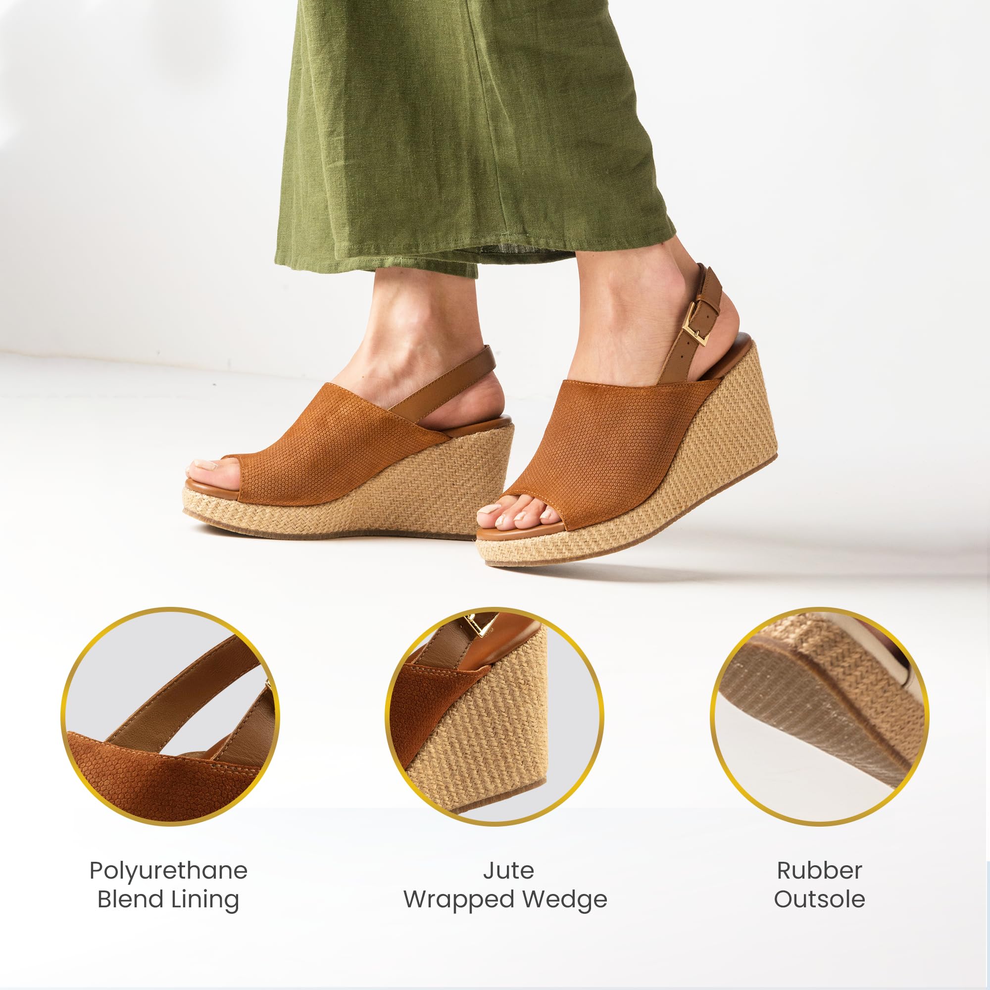 JATAREA Women's Leather Wedge Sandals - Comfortable Summer Sandals for Women | Perfect for Beach, Vacation & Casual Outfits