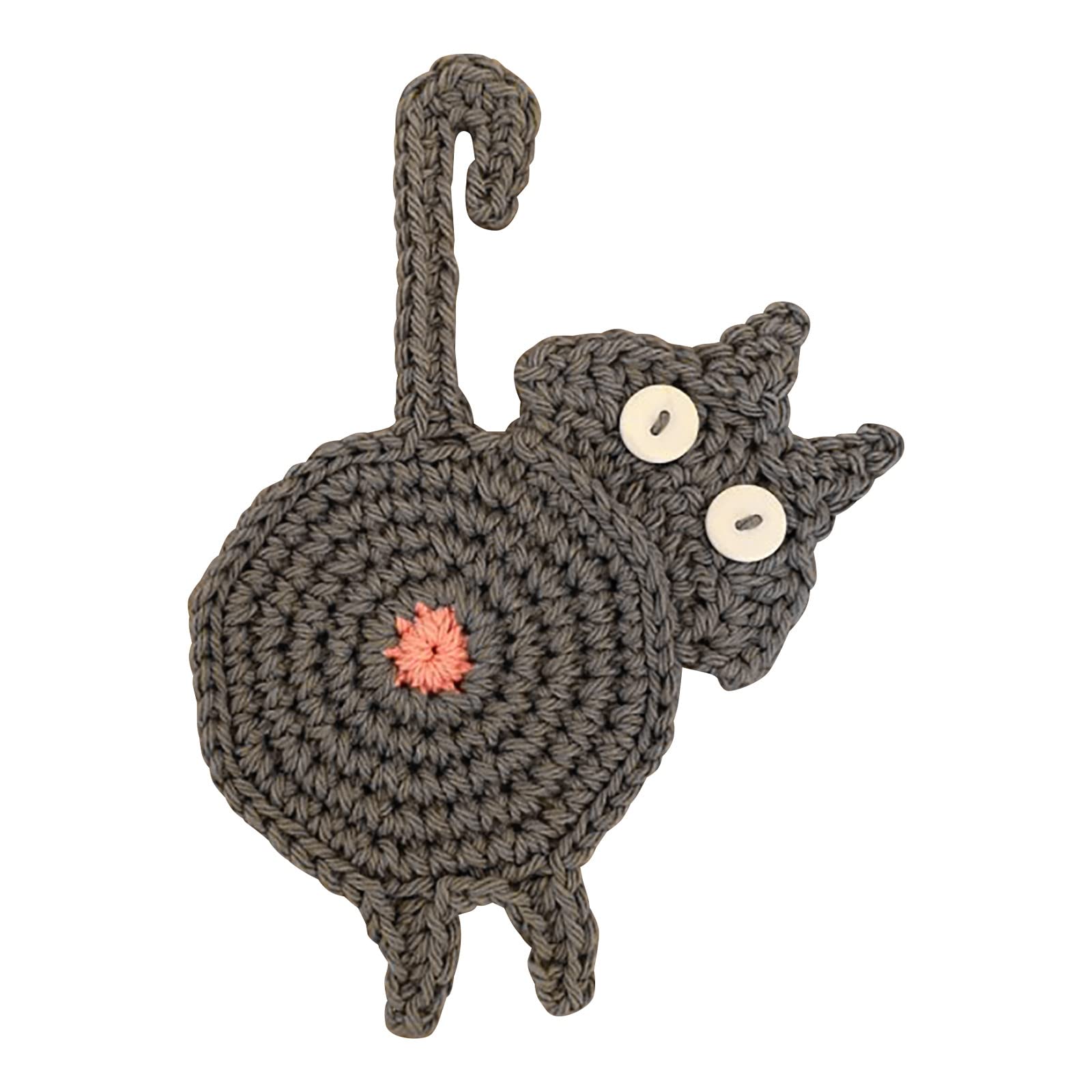 Funny Cat Butt Crochet Drink Coaster Set - Cute Cat Lover Gifts for Home & Office - Perfect for Coffee Tables, Desks, and Gift Giving