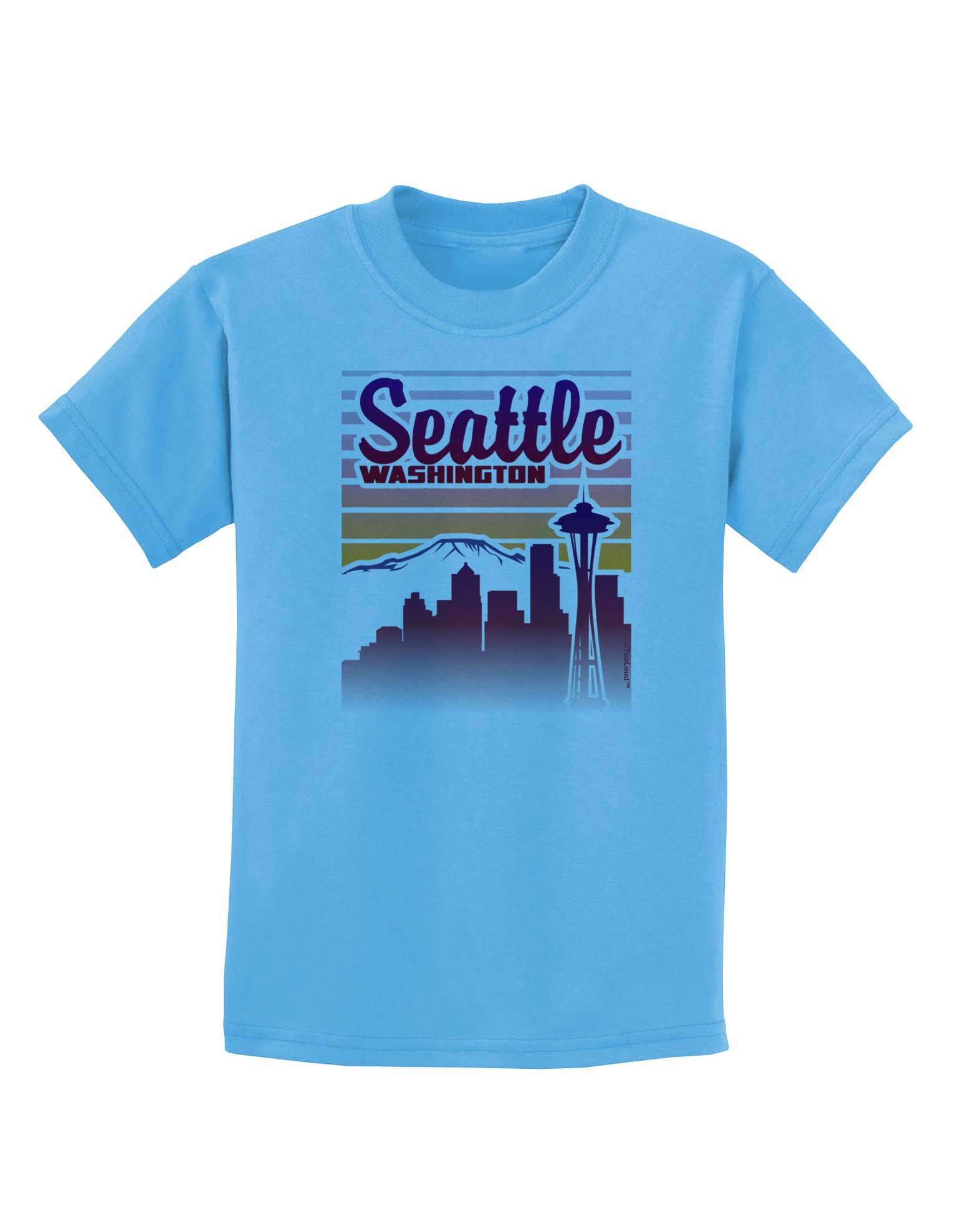 TooLoud Seattle Washington Sunset Kids T-Shirt - Cute Graphic Tee for Boys & Girls - Perfect for School, Playdates & Family Outings