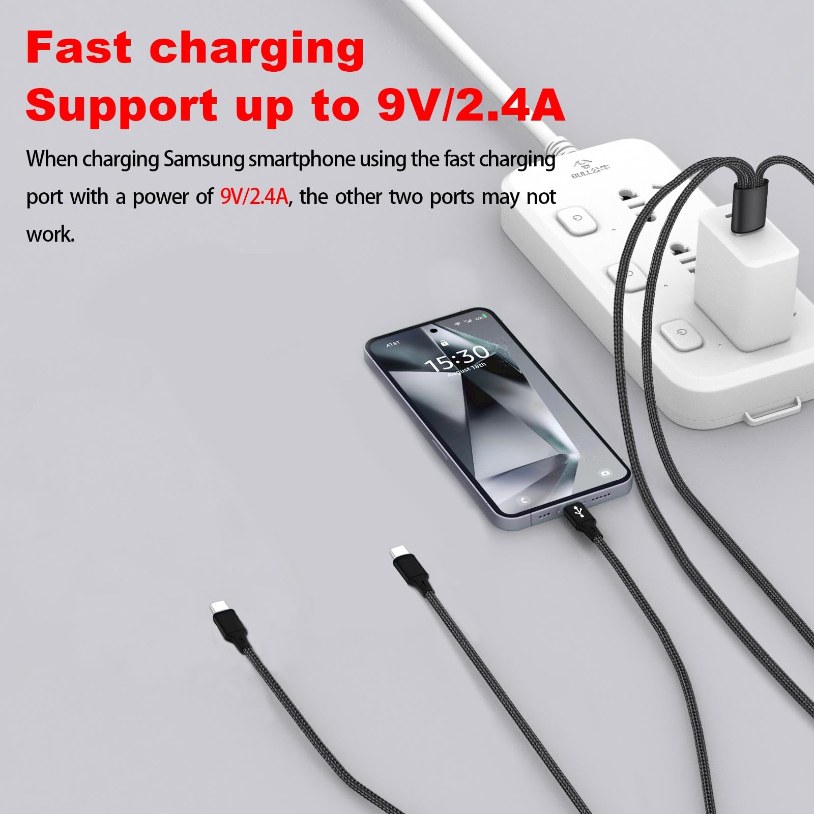 Premium 4ft 3-in-1 USB-C to 3 USB-C Splitter Cable - Fast Charging & Data Sync for iPhone 16/15, iPad Pro/Air, Samsung Galaxy S24, Google Pixel, LG, Cameras - Perfect for Travel, Office & Multi-Device Charging