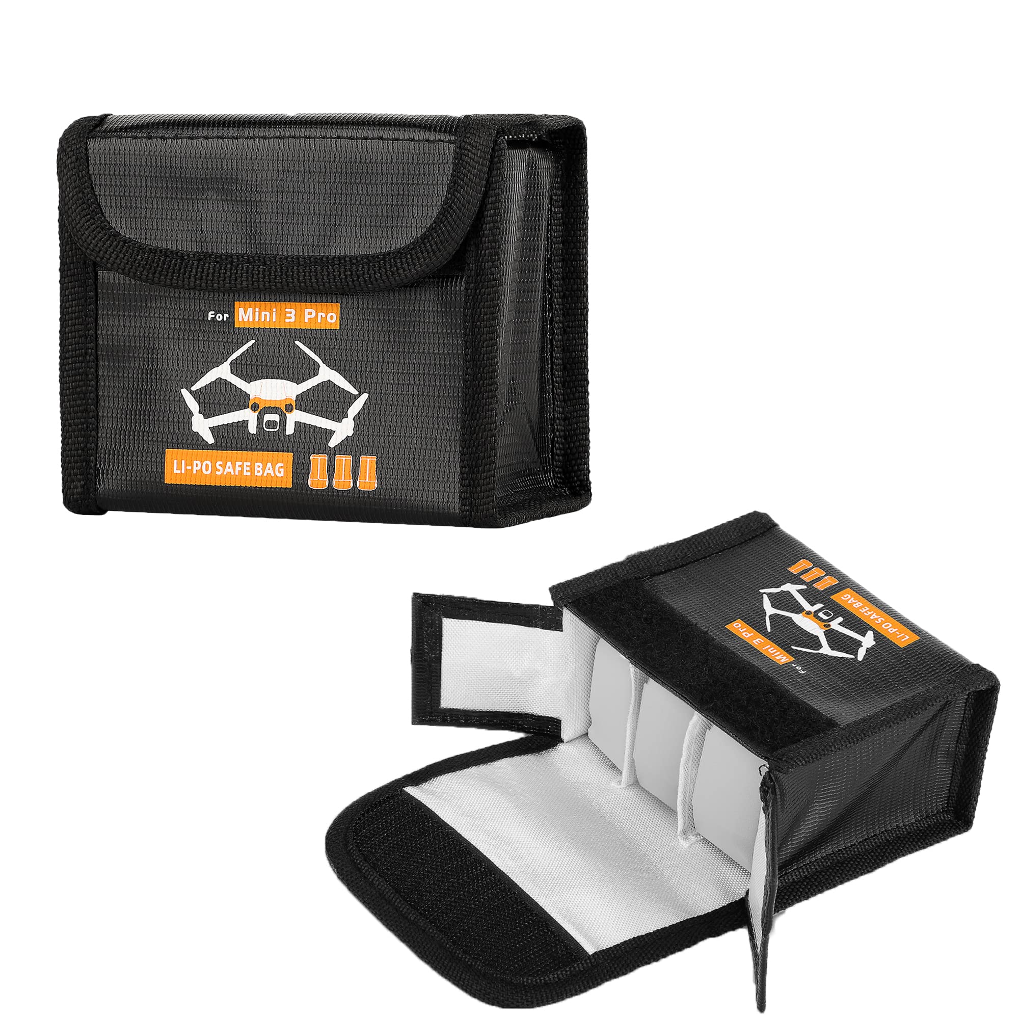 Explosion-Proof Lipo Battery Storage Bag for DJI Mini 3/Mini 3 Pro - Fireproof Protective Case with Anti-Humidity & Dustproof Design - Essential Drone Accessories for Safe Battery Charging & Travel Storage (3-Pack)