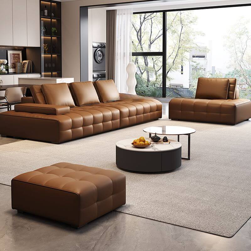 Comfortable Mocha Standard Sofa with Armrest - Includes 3 Pillows (1 Throw Pillow) - Perfect for Living Room, Bedroom or Office Relaxation
