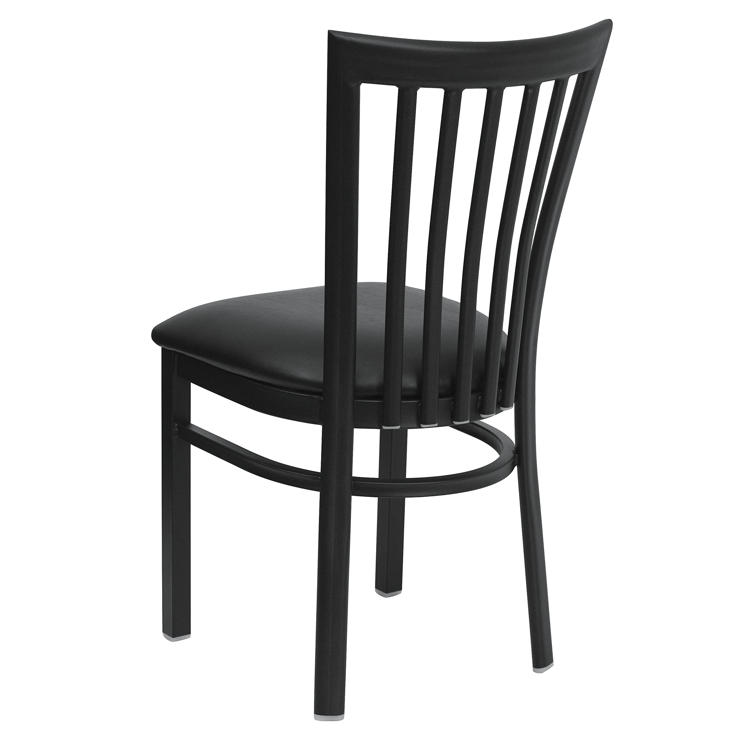Black Metal Restaurant Chair with Vinyl Seat - Durable School House Style for Cafes, Diners & Home Dining - Perfect for Restaurants, Kitchens & Office Break Rooms