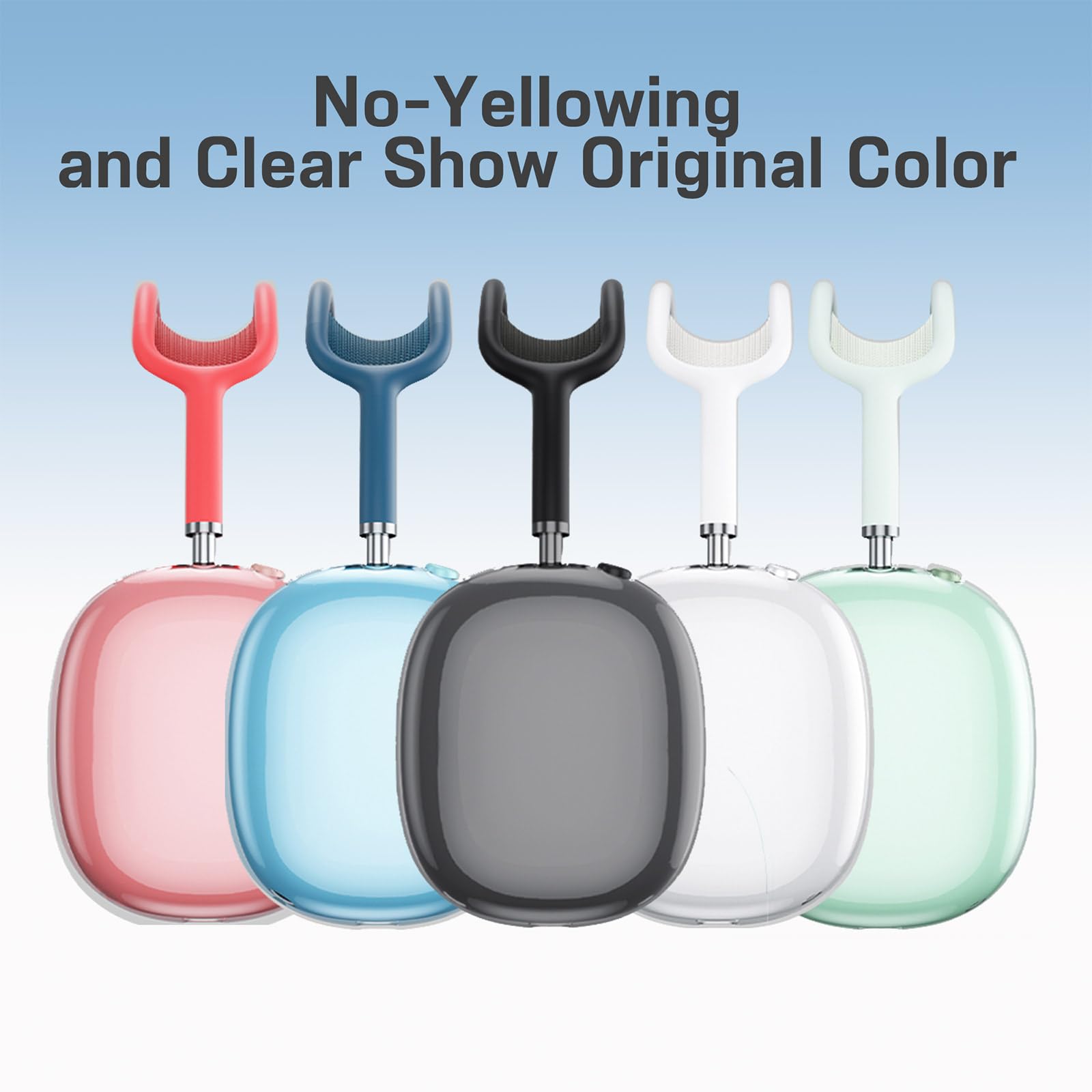 LOHASIC Clear Soft Anti-Scratch AirPods Max Case Cover - Slim Protective Ear Cup Protector for Headphones (Black Clear) | Travel, Gym & Daily Use Accessory