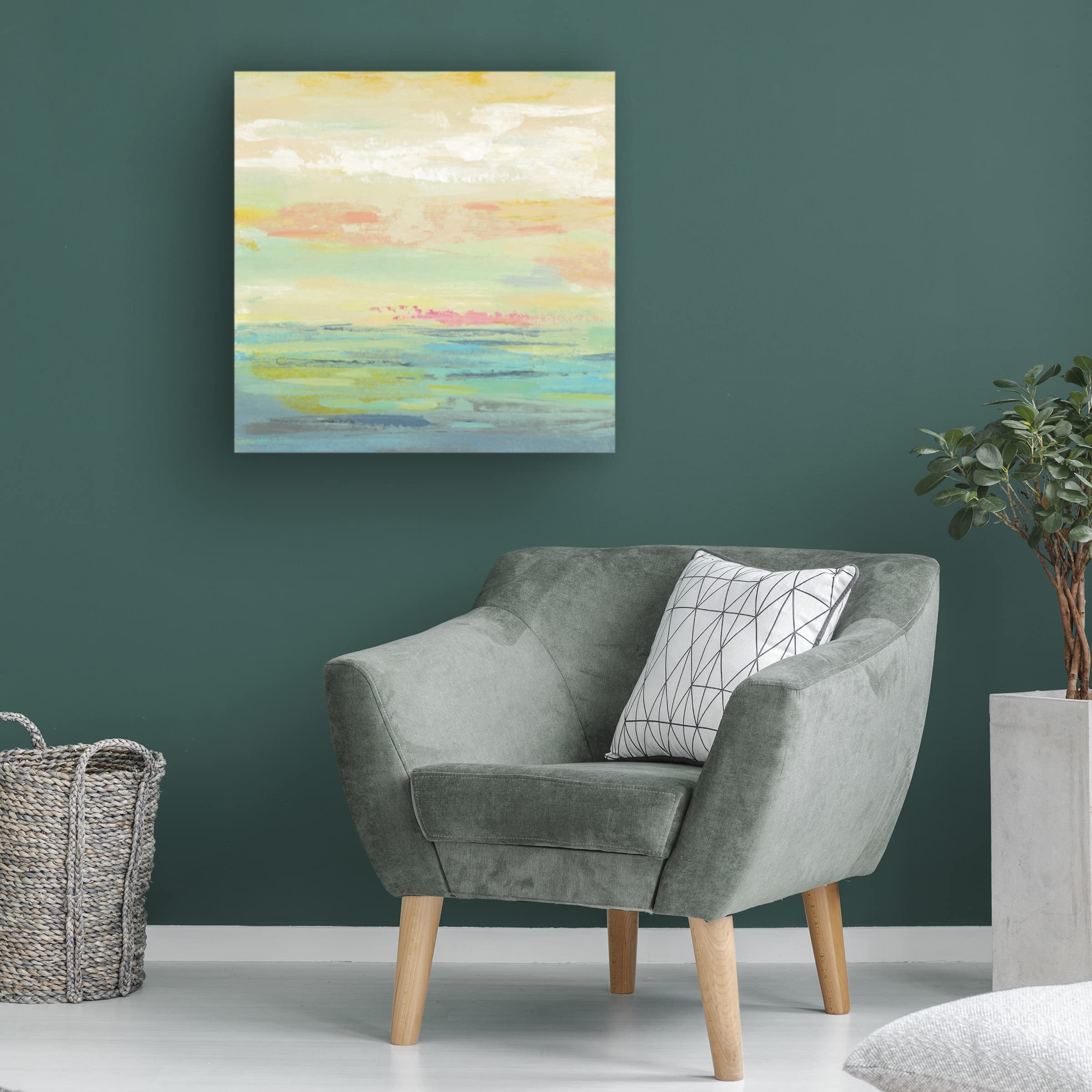 Silvia Vassileva 'Pink Clouds II' Canvas Wall Art Print - Modern Abstract Landscape Painting for Living Room, Bedroom & Office Decor