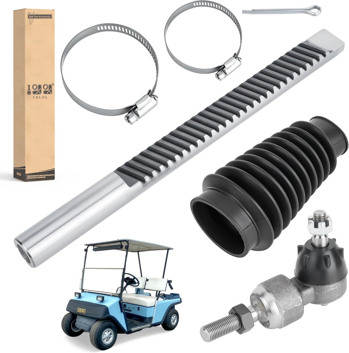 EZGO Marathon 1971-1994 Golf Cart Steering Rack & Rod Kit with Ball Joint & Boot Cover - Replacement Parts for Improved Handling & Control - Perfect for Golf Course Maintenance & Personal Use